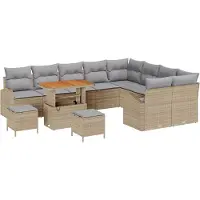vidaXL Tuinbank Set 12 st Beige poly rattan