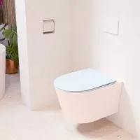 Mondiaz LAVIE hangend toilet single fire rimless diepspoel Rosee, Toiletzitting met quick-release & softclose Clay