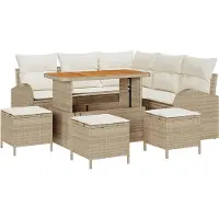 vidaXL Tuinbank Set 9 st Beige poly rattan