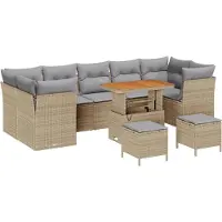vidaXL Tuinbank Set 10 st 7-Aantal zitplaatsen Beige en Lichtgrijs