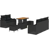 vidaXL Tuinbank Set 8 st Zwart poly rattan
