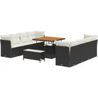 vidaXL Tuinbank Set 11 st 8-Aantal zitplaatsen Zwart en Crème