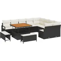 vidaXL Tuinset met 12 zitplaatsen, zwart, van polyrotan