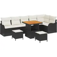 vidaXL Tuinbank Set 9 st 8-Aantal zitplaatsen Zwart en Crème