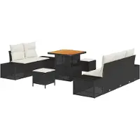 vidaXL Tuinbank Set 8 st 7-Aantal zitplaatsen Zwart Poly rattan