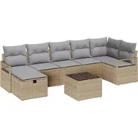 vidaXL Tuinbank Set 8 pcs beige en lichtgrijs 287 x 122 x 85 cm