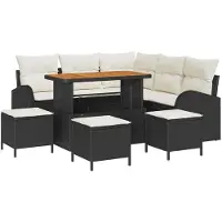 vidaXL Tuinbank Set 8 st Zwart poly rattan