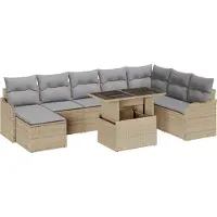 vidaXL Tuinbank Set 9 st Beige [Synthetisch]: Poly Riet
