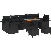 vidaXL Tuinbank Set 10 st 9-Aantal zitplaatsen Zwart