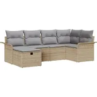 vidaXL Tuinbank Set 6 st Poly rattan