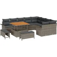 vidaXL Tuinbank Set 12 st 11-Aantal zitplaatsen Grijs