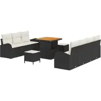 vidaXL Tuinbank Set 10 st 9-Aantal zitplaatsen Zwart en Crème
