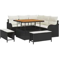 vidaXL Tuinbank Set 8 st 7-Aantal zitplaatsen Zwart en Crème