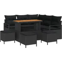 vidaXL Tuinbank Set 9 st 8-Aantal zitplaatsen Zwart