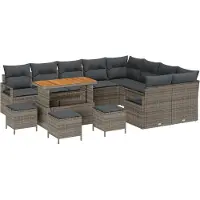vidaXL Tuinbank Set 13 st Grijs poly rattan