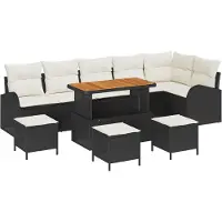 vidaXL Tuinset met 10 stukken, zwart, van polyrotan
