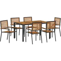 vidaXL Tuin Eettafel Set 7 st Zwart en Bruin poly rattan