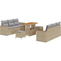 vidaXL Tuinbank Set 9 st 6-Aantal zitplaatsen Zwart en Lichtgrijs