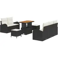 vidaXL Tuinbank Set 8 st 7-Aantal zitplaatsen Zwart en Crème