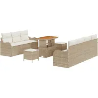 vidaXL Tuinbank Set 10 st 9-Aantal zitplaatsen Beige en Crème