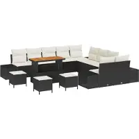 vidaXL Tuinbank Set 14 st 13-Aantal zitplaatsen Zwart Poly rattan
