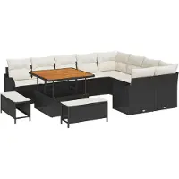vidaXL Tuinbank Set 12 st 11-Aantal zitplaatsen Zwart en Crème