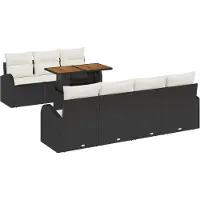 vidaXL Tuinbank Set 8 st Zwart Poly rattan