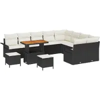 vidaXL Tuinbank Set 12 st 11-Aantal zitplaatsen Zwart en Crème
