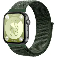 Strap-it Nylon bandje met klittenbandsluiting - geschikt voor Huawei Watch Fit 3 / Watch Fit 4 / Watch Fit 4 Pro / Watch Fit 5 / Watch Fit 5 Pro (donkergroen)