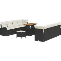 vidaXL Tuinbank Set 11 st 10-Aantal zitplaatsen Zwart en Crème