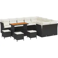 vidaXL Tuinset met 13 delen, zwart, van polyrotan