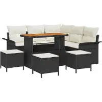 vidaXL Tuinset, 9-delig, 8 zitplaatsen, zwart en crème