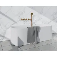 FortiFura Nebbio Badcombinatie-set - thermostaatkraan - wandaansluitbocht met handdouchehouder - metalen doucheslang - ronde handdouche - uitloop - geborsteld messing