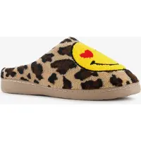 Thu!s dames pantoffels met panterprint en een smiley bruin maat 41/42