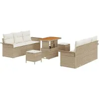 vidaXL Tuinbank Set 9 st Beige poly rattan