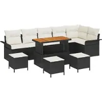 vidaXL Tuinbank Set 10 st 9-Aantal zitplaatsen Zwart en Crème