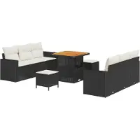 vidaXL Tuinbank Set 9 st Zwart poly rattan