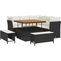 vidaXL Tuinbank Set 8 st 5-Aantal zitplaatsen Zwart en Crème