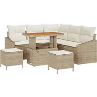 vidaXL Tuinbank Set 8 st Beige poly rattan