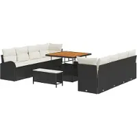 vidaXL Tuinbank Set 11 st 10-Aantal zitplaatsen Zwart en Crème