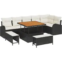 vidaXL Tuinbank Set 9 st 8-Aantal zitplaatsen Zwart en Crème