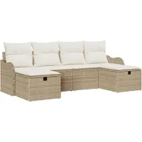 vidaXL Bankstel 6 st 6-Aantal zitplaatsen Beige en Crème poly rattan