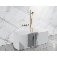 FortiFura Nebbio Badcombinatie-set - thermostaatkraan - glijstang - geïntegreerde wandaansluitbocht - gladde doucheslang - ronde handdouche - uitloop - geborsteld messing