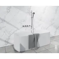 FortiFura Nebbio Badcombinatie-set - thermostaatkraan - glijstang - geïntegreerde wandaansluitbocht - gladde doucheslang - ronde handdouche - uitloop - chroom