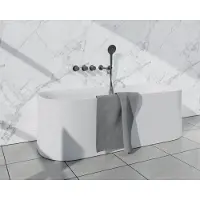 FortiFura Nebbio Badcombinatie-set - thermostaatkraan - inbouwdeel - 2x uitbreiding inbouwdeel - wandaansluitbocht - gladde doucheslang - ronde handdouche - uitloop - gunmetal SW1183068 2x SW1183076