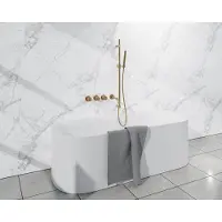 FortiFura Nebbio Badcombinatie-set - thermostaatkraan - glijstang geïntegreerde wandaansluitbocht - gladde doucheslang - staaf handdouche - uitloop - geborsteld messing