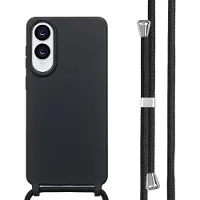 IMoshion Siliconen hoesje met koord voor de Samsung Galaxy S25 Edge - Zwart