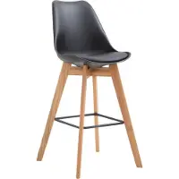 CLP barkruk Metz, kunststof met rugleuning en voetsteun | Kleur: zwart. Frame: natuurlijke kleur