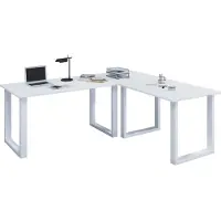 VCM Houten Bureau | Hoekbureau Plain | 190x130 | L Vorm Links of Rechts | Werkende Tafelplaat 50 cm Diep | Computertafel Kantoormeubilair - Lona U
