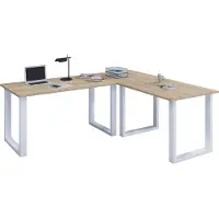 VCM Holz Schreibtisch | Eckschreibtisch schlicht | 160x160 | L Form links oder rechts | Arbeitstisch Platte 80 cm tief | Computertisch Büromöbel - Lona U